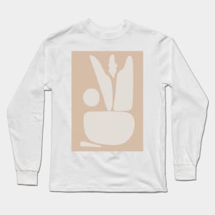 Mid century Botanical Abstract art Long Sleeve T-Shirt